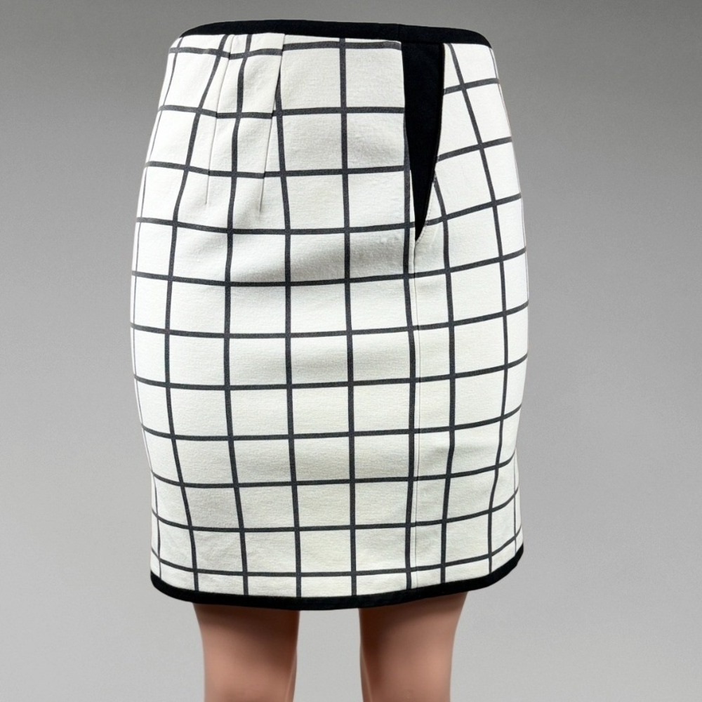 White House Black Market Windowpane Grid Pencil Skirt White Black Size 0